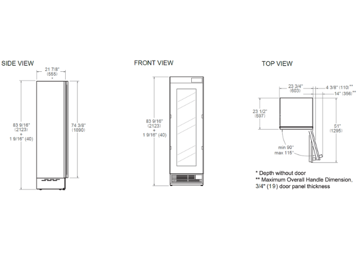 24 Built-in Wine Cellar Column, Field Reversible Door Panel Ready | Bertazzoni